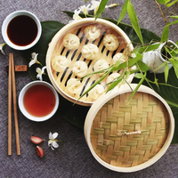 Paniers à vapeur en bambou de 8 9 10 pouces de qualité supérieure personnalisés Dim Sum Dumpling Cuiseurs à vapeur chinois