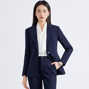Women's Suit <b>Set</b> Gray Polyester Spring <b>Office</b> Lady Anti-Wrinkle Formal Business Wear Full Sleeve - Product Image 2