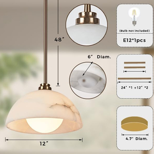 Luce ciondolo da bagno in alabastro con cupola di Design contemporaneo - Product Image 4