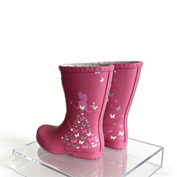 Bottes de pluie imperméables antidérapantes pour enfants, mi-mollet, avec tige en caoutchouc et doublure en coton