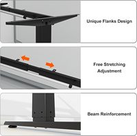 Cadre et pieds de bureau debout réglables en hauteur avec contrôleur intelligent, poste de travail DIY, cadre de table de bureau en métal, uniquement