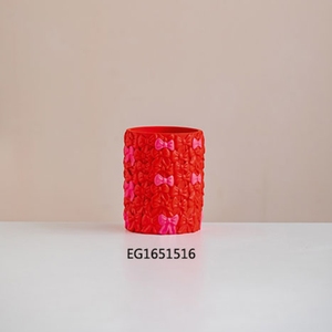 Accessoires de salle de bain de haute qualité, ensemble d'accessoires de salle de bain en céramique <span class=keywords><strong>rouge</strong></span> avec nœud en relief, distributeurs de <span class=keywords><strong>savon</strong></span>, <span class=keywords><strong>porte</strong></span>-<span class=keywords><strong>savon</strong></span> - Product Image 4