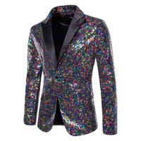 Vestes de Costume Formelles pour Hommes sur Mesure Pailletées, Blousons de Danse Brillants à Boutons pour Soirées et Mariages, Blazer Homme Tenue de Cérémonie