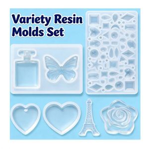 Kit de fabrication de bijoux en résine, modèle UV, moules en silicone transparent durcissables à la lumière UV, outils, accessoires, fournitures, matériaux pour porte-clés - Product Image 6