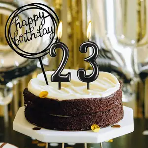 Número de velas de bolo de aniversário, velas de bolo de feliz aniversário número 0-9, decoração de bolo de glitter para festa de aniversário