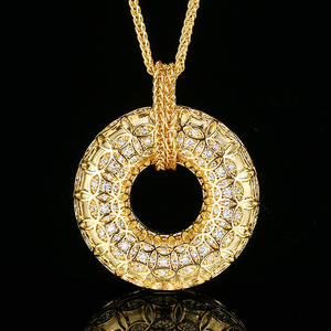 Collier en cuivre plaqué or <span class=keywords><strong>de</strong></span> haute qualité avec motif filigrané, motif signe <span class=keywords><strong>de</strong></span> paix chinois porte-bonheur, écologique, pour femme, idéal comme cadeau - Product Image 2