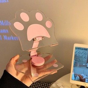 Transparent Cat Paw Phone Holder Acrylic Adjustable <b>Tablet</b> <b>Stand</b> For Desk Student Dormitory Use - Product Image 1