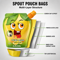 Op maat bedrukte draagbare verpakkingen voor dranken met logo, 125ml 200ml 300ml plastic zakjes met tuit voor ijs, fruit en sap.