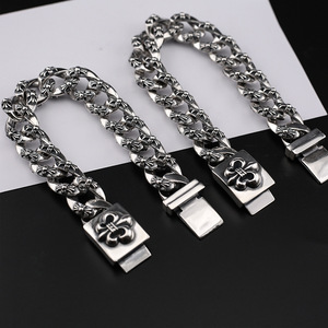 Chrom Herz Kettenarmband Charm-Armreif für Männer und Frauen Versilbert Kreuz Schwert Vintage Retro Trendy Punk Mode Großhandel - Product Image 3