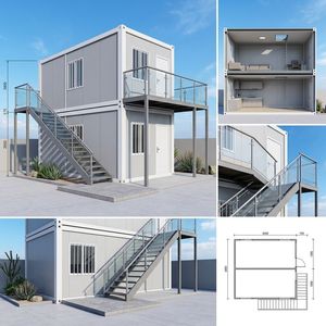 Bâtiment de bureau mobile préfabriqué en conteneur plat de 20 pieds, logement temporaire modulaire pour personnel avec fenêtres de sécurité - Product Image 2