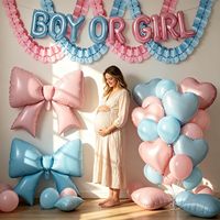 Décorations de révélation du sexe du bébé, ballons en forme de cœur rose et bleu brillants, lettres garçon ou fille, guirlande de ballons en papier de 38 pouces