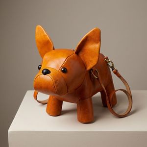 Sac bandoulière en cuir pleine fleur fait main, motif bouledogue français 3D, sac à main de luxe avec coutures artisanales, sacoche <span class=keywords><strong>pour</strong></span> femme, cadeau - Product Image 5