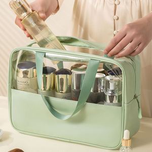 Bolsa de Maquillaje al por Mayor, Bolsa de Cosméticos Impermeable de Gran Capacidad con Cierre y Asa Suave para Viaje, Organizador de Cuero PU Personalizado - Product Image 3
