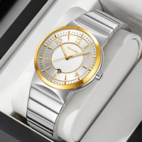 Reloj de Hombre con Diseño de Dibujos Animados Multicolor, Cristal Circular con Efecto Rayos de Sol, Manecillas Luminosas, Movimiento de Cuarzo, Acero Inoxidable, Resistente al Agua