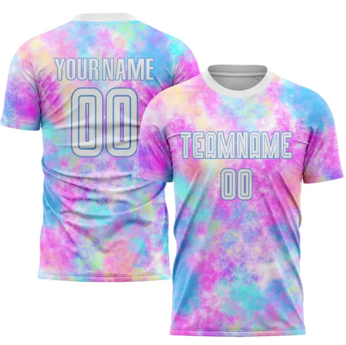 Maillot de football personnalisé coloré tie-dye 2024 saison séchage rapide hommes vêtements uniforme sublimation maillot de football vêtements de football