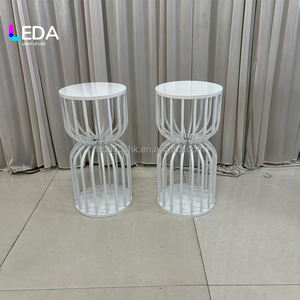 LEDA Nouveau Présentoir Cylindrique en Métal Blanc pour Desserts, Support de Présentation Floral, Socle Métallique pour Gâteaux - Product Image 4