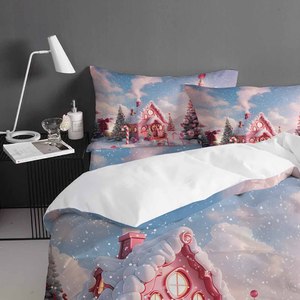 Nhà Máy Bán Buôn Chất Lượng Cao Nữ Hoàng Vua Kích Thước Giường Chăn Tấm Chăn Giường Đặt Giáng Sinh Thiết Kế Tùy Chỉnh In Bộ Đồ Giường Đặt - Product Image 2