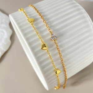 Zircon Trendy Brass Bracelet <b>Set</b> for Women Engagement Party Wedding Gift 18K <b>Gold</b> & Rhodium Plated - Product Image 5