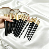 Ensemble de 14 pinceaux de maquillage de luxe en poils synthétiques vegan, étiquette privée, haute qualité, logo personnalisé