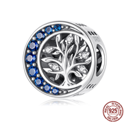 OEM Moon Tree Plata 925 Argent Gravé Zircon Luxe Charme Western Personnalisé Creux Bracelet Diy Fabrication de Bijoux Perle Charms