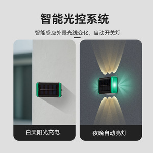 Lampe solaire murale décorative d'extérieur, éclairage ambiant supérieur et inférieur avec commande vocale - Product Image 2