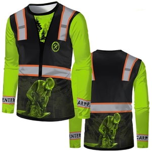 T-shirts de sécurité à manches longues personnalisés pour hommes, construction, déménagement, <span class=keywords><strong>haute</strong></span> <span class=keywords><strong>visibilité</strong></span>, respirants, protection solaire, réfléchissants, ANSI Classe 3 - Product Image 1