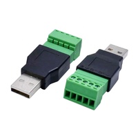 USB2.0 macho o hembra a 5 pines verde sin soldadura adaptador de terminal de tornillo conector convertidor Puerto USB