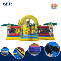 Parcours d'obstacles gonflable en PVC sur le thème de la jungle avec toboggan, installation facile, usage commercial - AIRFUNPRO