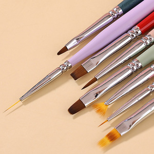 แปรงเพ้นท์เล็บด้ามไม้สีชมพู ม่วง ฟ้า ขาว ขนาด 6 มม. 12 มม. พร้อมฝาครอบ สำหรับวาดลายเส้น ลายดอกไม้ ลายเดซี่ ไล่สีแบบออมเบร เจลไล่เฉดสี - Product Image 4