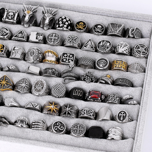Bague pour <span class=keywords><strong>homme</strong></span> en acier inoxydable, anti-ternissement, robuste, vintage, style punk, motif crâne <span class=keywords><strong>de</strong></span> squelette viking, modèle 3D, pour motard - Product Image 1