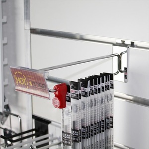 Metal <strong>chrome</strong> slatwall display <strong>hook</strong> with plastic price label holder - Product Image 1