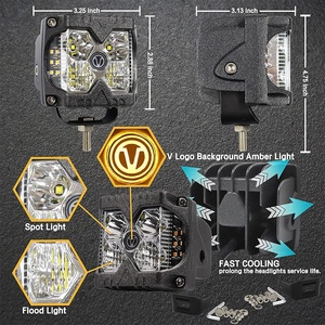 LLevo ámbar blanco doble color 3 pulgadas cubo Tirador Lateral LED pod luz para Suv <span class=keywords><strong>4x4</strong></span> Offroad Atv - Product Image 3