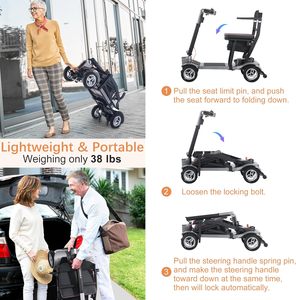 TopMate <span class=keywords><strong>ES40</strong></span>, scooter de movilidad de 3 ruedas negro plateado para adultos, scooter de movilidad ligero, aprobado por la aerolínea, plegable - Product Image 6