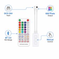 Contrôleur LED à pixels adressables SP611E Bluetooth avec application musicale pour bandes LED WS2812B WS2811 SK6812 RGB IC, 5-24V DC, 600 pixels, télécommande IR