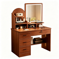 Coiffeuse moderne en bois Tenghang avec miroir éclairé, 4 tiroirs de rangement, ensemble de table de maquillage pour chambre à coucher