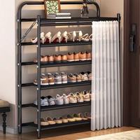 Étagère à chaussures pliable multi-niveaux en fer, design moderne et minimaliste, sans assemblage, anti-poussière, gain de place, pour l'entrée de la maison