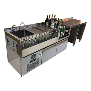 Estación de Bar para Cócteles de Acero Inoxidable con Drenaje, Nuevo Diseño con Tanque de Almacenamiento de Hielo y Lavavasos - Product Image 1