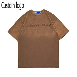 T-shirt personnalisé avec lettrage en relief 3D pour homme, streetwear surdimensionné, imprimé, 100% coton, logo personnalisé disponible - Product Image 1