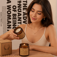 Anpassbare Private Label Handgemachte Sojawachs Aromatherapie Lavendel Duftkerzen Rauchfrei Luxuriöses Bernsteinfarbenes Glasgefäß Diwali