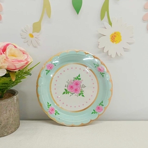 Vaisselle de fête du thé DAMAI, décorations de table, thème floral, assiette d'anniversaire, vaisselle jetable à thème rose, gobelets en papier, serviettes - Product Image 2