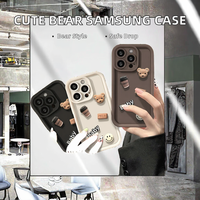 Coque de téléphone antichoc en TPU pour S21 S22 S23 S24 Ultra Plus Pro A73 A53, motif rétro de dessin animé, électroplaté, 3D stéréoscopique, ours mignon