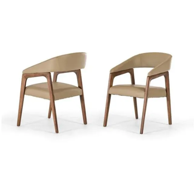 تصميم عصري كرسي مطعم بمسند للذراع كرسي خشبي منجّد من الجلد DC-1279