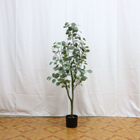 Arbre d'eucalyptus artificiel décoratif de 120 cm, pour mariage, intérieur/extérieur, usage commercial, plante en plastique écologique