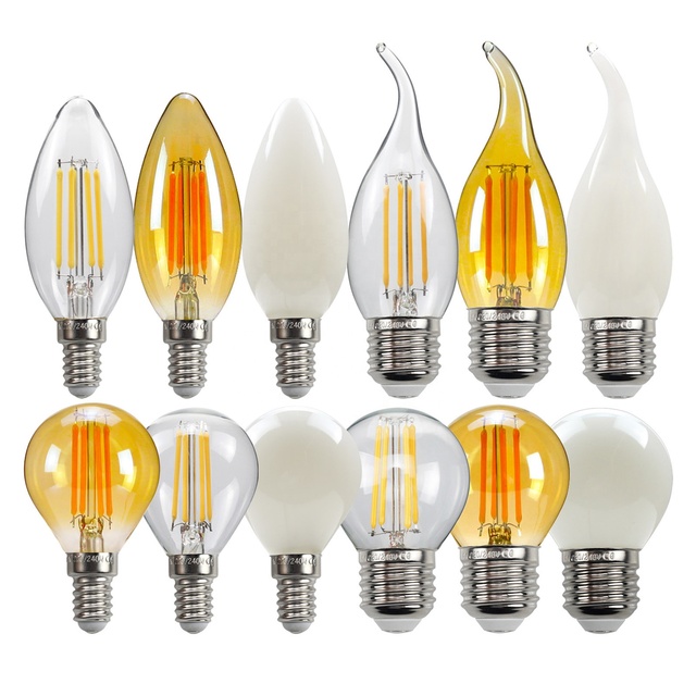C35 E14 E27 4W LED Candle Filament Candelabra Bulb Home Decoration Amber Frosted B22/E26 Base 110-240V 2-Year Warranty 2700K