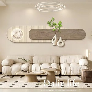 Murale murale en PVC abstraite de luxe pour salon avec motif de plantes vertes simples, personnalisable en plusieurs tailles, décorative moderne et lumineuse - Product Image 3