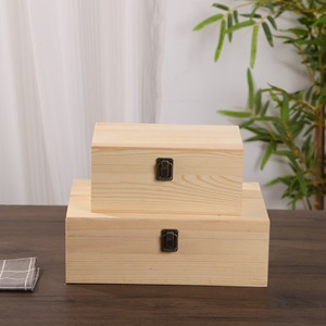 Caja de almacenamiento de joyas de madera, caja de regalo cuadrada con tapa abatible y cerrable para recuerdos de boda, embalaje general, tamaño personalizable - Product Image 3