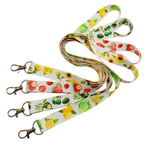 Custom Summer Fresh Fruit Floral Full Sublimation <b>Polyester</b> <b>Lanyard</b> with Metal Clasp for Phone Work ID Card - Product Image 1