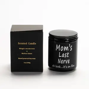 DGC New Arrival 7oz Black Jar Vela Com Tampa Mães Último Nerve Privated Label Perfumado Soja Aroma Vela Presente Para As Mulheres Dia das Mães