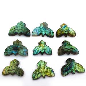 Cabochon de pierres précieuses en labradorite naturelle 36 CT certifié IGI sculpté à la main aigle de cuisson plat en pierres précieuses en vrac de couleur verte - Product Image 1