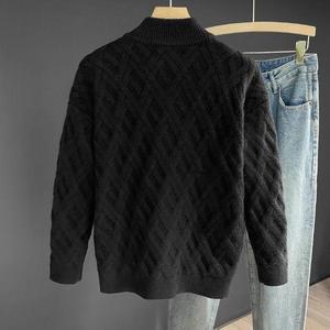 Cárdigan Informal de Color Sólido para <span class=keywords><strong>Hombre</strong></span>, Suéter de Moda Otoño Invierno con Estilo de Cuadrícula Cruzada, Abrigo de Lana Tejida para <span class=keywords><strong>Hombre</strong></span> - Product Image 3